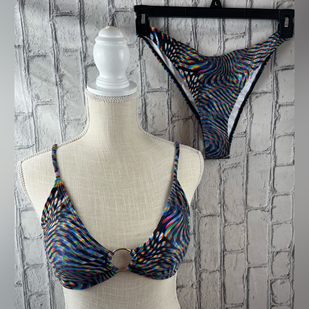 Multi Color Women Straps High Waisted Bikini Set Unbranded